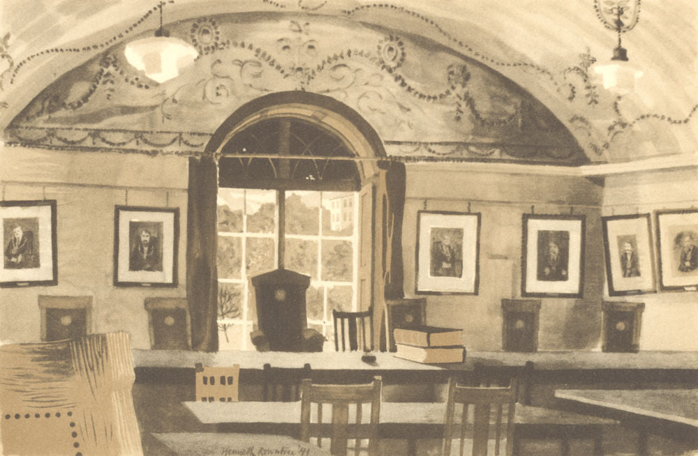 BANGOR. Municipal Council Chamber. Wales. By Kenneth Rowntree 1948 old print